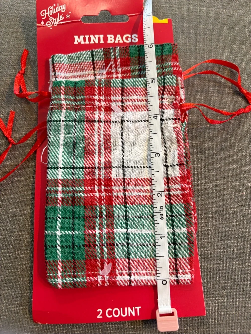 Holiday Style Christmas Fabric Gift Bags Drawstring Lot of 6